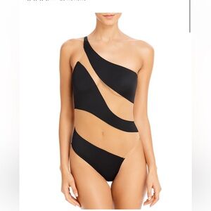 Norma Kamali Snake Mesh Stripe One Piece Swimsuit medium women’s bathing suit
